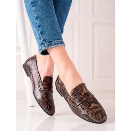 Mocassini La.Fi con stampa serpente beige marrone 1