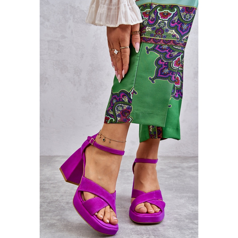 Lewski Shoes Sandali con tacco alto in pelle scamosciata da donna Scarpe Leski 3221 Fucsia rosa 1