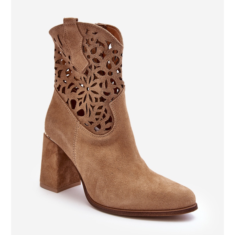 Lewski Shoes Stivaletti Traforati in Pelle Scamosciata Leewski Shoes 3264 Beige Scuro marrone 2