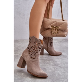 Lewski Shoes Stivaletti Traforati in Pelle Scamosciata Leewski Shoes 3264 Marrone chiaro 2