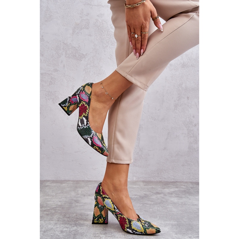 Lewski Shoes Décolleté in pelle con motivo a serpente Left Shoes 3277 Multicolore 1