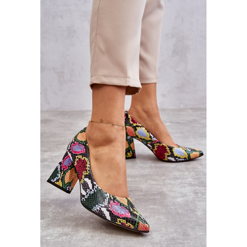 Lewski Shoes Décolleté in pelle con motivo a serpente Left Shoes 3277 Multicolore 2