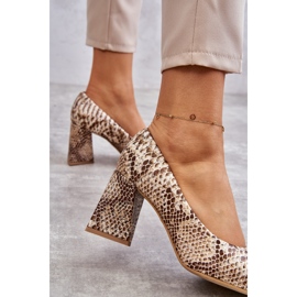 Lewski Shoes Décolleté In Pelle Con Motivo Serpente Left Shoes 3277 Beige-Oro d'oro 1