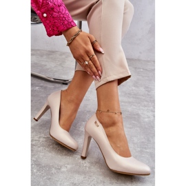 Décolletée Donna Con Tacco Sergio Leone Beige Chiaro Pearl Campbell 2