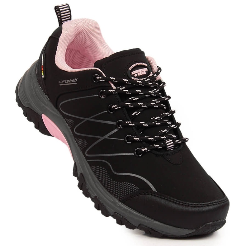Scarponcini da trekking impermeabili neri American Club da donna nero rosa 1