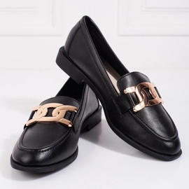 Mocassini donna Shelovet in pelle nera nero 1