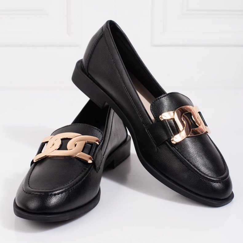 Mocassini donna Shelovet in pelle nera nero 1