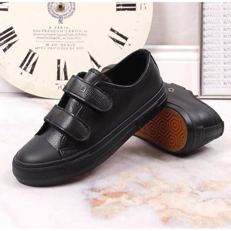 Sneakers da bambino in ecopelle con velcro Big Star nera KK374092 nero 1