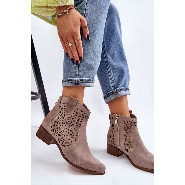 Lewski Shoes Stivali traforati da donna Leski Shoes 2909 Marrone chiaro beige 1