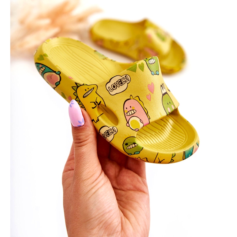 WJ1 Ciabatte Bambini Leggere Dinosauri Giallo Astro 1