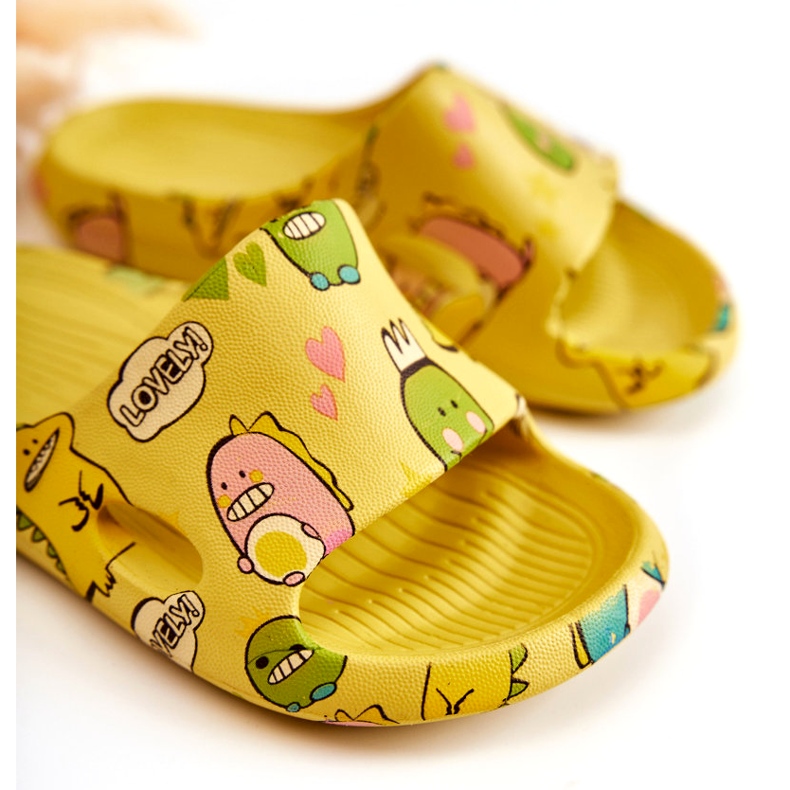 WJ1 Ciabatte Bambini Leggere Dinosauri Giallo Astro 3