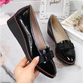 Scarpe con zeppa stringate da donna con fiocco nero Vinceza 1