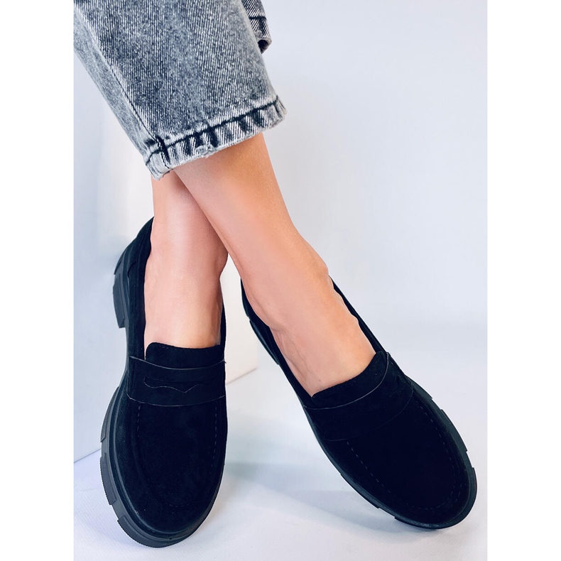 Mocassini con plateau in camoscio di Jayne Black nero 1
