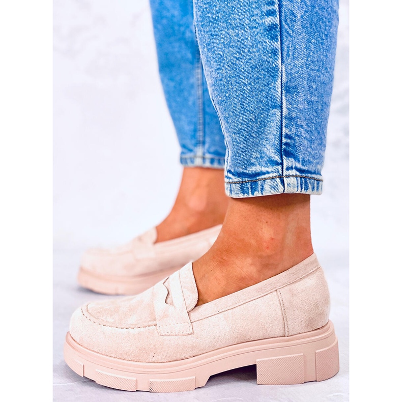 BM Mocassini con plateau in pelle scamosciata di Jayne Beige 1
