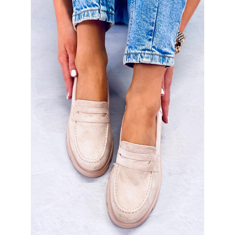BM Mocassini con plateau in pelle scamosciata di Jayne Beige 2