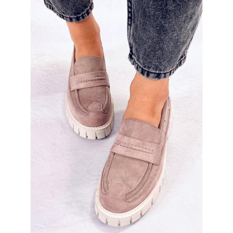 BM Mocassini con plateau Chandra Khaki viola rosa 1