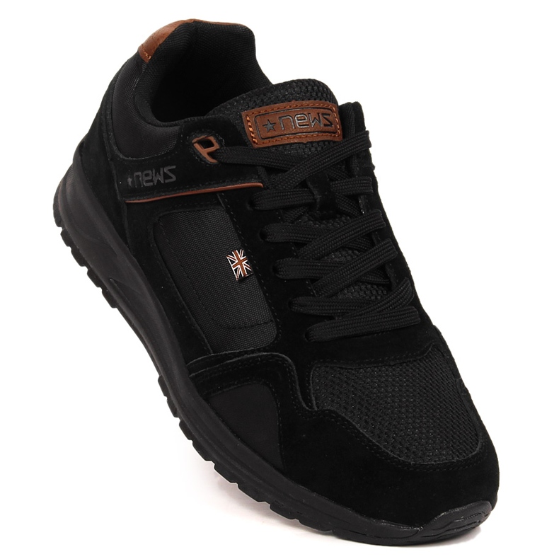 News Scarpe sportive da uomo in pelle nera NOVITÀ nero 1