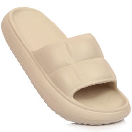 Pantofole da donna beige trapuntate con plateau Vinceza 48800 1