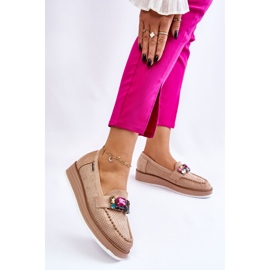 PM1 Mocassini Con Plateau Decorati Da Donna Beige Adelyn 1