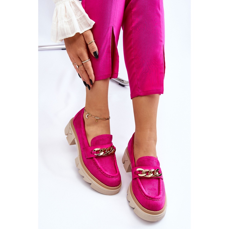 Mocassini Francesi Donna Con Catena Fucsia Luella rosa 2