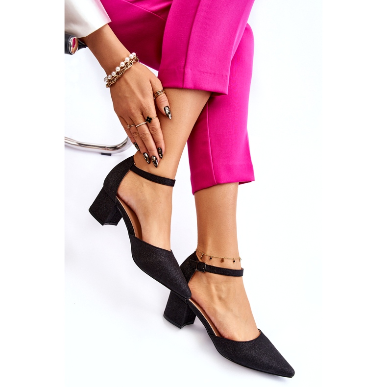 PG1 Décolleté lucidi alla moda con tacco basso Leilany nero 4
