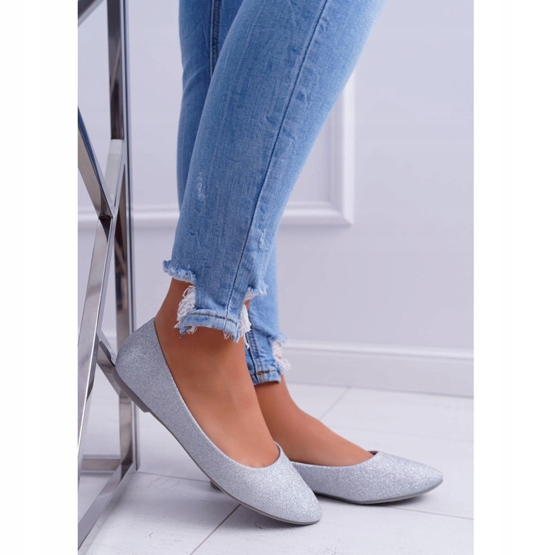 Ballerine argento glitterate da donna 3