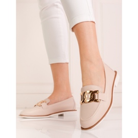 Mocassini da donna Shelovet in pelle beige 1