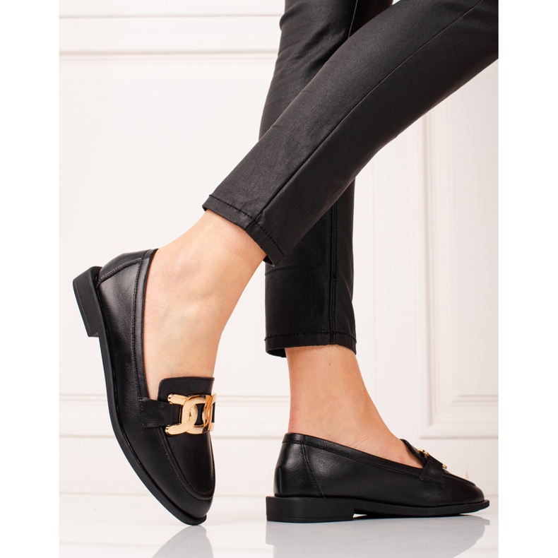 Mocassini donna Shelovet in pelle nera nero 2