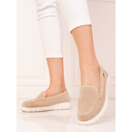Mocassini traforati Shelovet beige da donna 1
