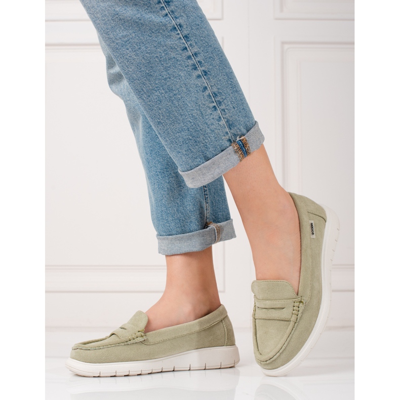 Mocassini Shelovet da donna verdi con suola flessibile verde 2