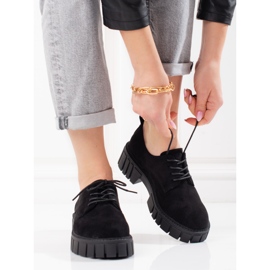 Scarpe stringate da donna in camoscio Shelovet nero 1