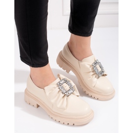 Brogue da donna beige con fiocco di Shelovet 1