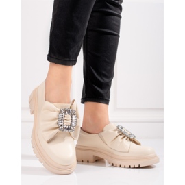 Brogue da donna beige con fiocco di Shelovet 2