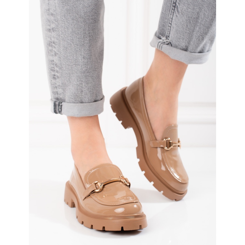 Scarpe Shelovet laccate marroni beige 1