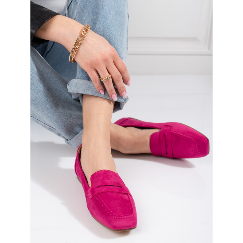 Mocassini da donna in camoscio fucsia Shelovet rosa 1
