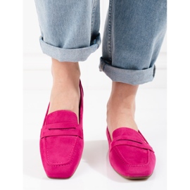 Mocassini da donna in camoscio fucsia Shelovet rosa 2