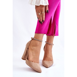 PM1 Eleganti Décolleté Con Tacco In Pelle Scamosciata Beige Kaliya 1