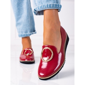 SHELOVET Mocassini da donna in vernice rosso 1