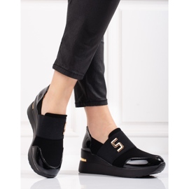 Sneakers da donna nere con zeppa Shelovet nero 1