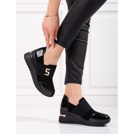 Sneakers da donna nere con zeppa Shelovet nero 2