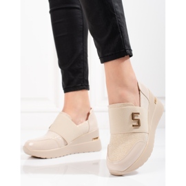 Sneakers con zeppa da donna Shelovet beige 1