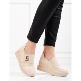 Sneakers con zeppa da donna Shelovet beige 2