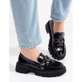 Mocassini neri da donna con plateau Shelovet nero 1