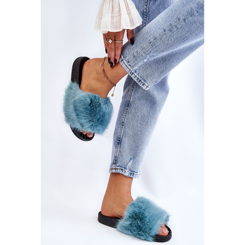 PM1 Pantofole da donna in pelliccia Kennet turchese blu 2