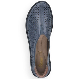 Scarpe da donna in pelle traforata blu Rieker 48457 1