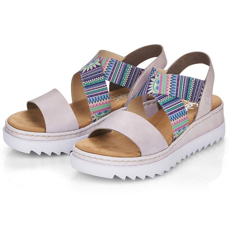 Sandali da donna Rieker V44G8-30 con elastici colorati multicolore 2
