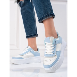 Sneakers da donna Shelovet bianche e blu bianco 2