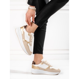 Scarpe sportive da donna Shelovet con stampa leopardata sul tallone beige 2
