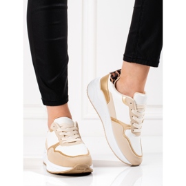 Scarpe sportive da donna Shelovet con stampa leopardata sul tallone beige 1