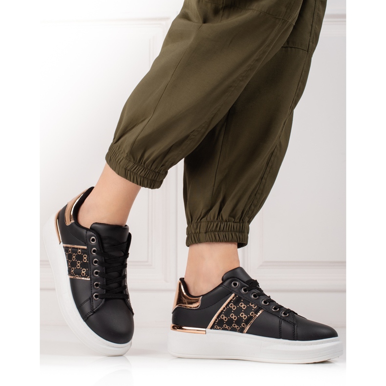 Shelovet scarpe sportive nere con plateau nero 1